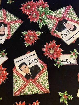 1 Yd  Elvis Presley Seasonal Greeting Christmas Black Cotton Fabric 36”X 44” • $21.50