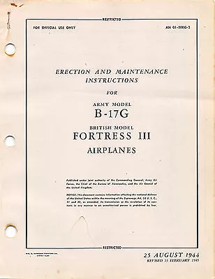 B-17G Erection And Maintenance Inst's World War II Book Flight Manual (CD) • $42.99