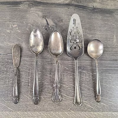 Vtg Lot Of 5 Flatware Spoon Serving Butter Spread 1835 R.WALLACE Holmes Edwards • $24.61