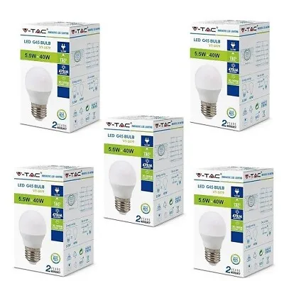 V-TAC 5.5W Energy Saving G45 Golf Light Bulb 40W Equivalent LED E27 ES • £8.99