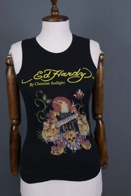 Ed Hardy By Christian Audigier Fire Designs Printed Sleeveless Shirt Size XS • $43.75