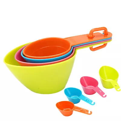 Multi-Color Measuring Cups And Spoons Plastic Cooking Kitchen Tools • £7.31