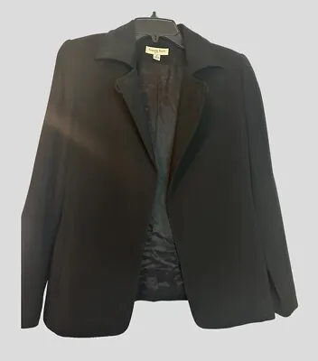 AMANDA SMITH  Black  Blazer Suit Jacket Asymmetrical Button Collar Sz 4 Pockets • $15