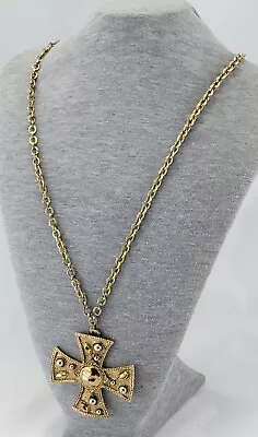 Vintage Gold Tone Maltese Cross Pendant W/30  Necklace  • $24.99
