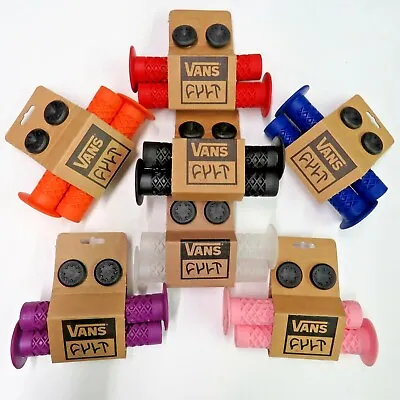 Cult X Vans FLANGED  BMX Bike Grips With End Plugs Waffle Pattern 150mm • $13.99