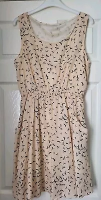 Ladies Summer Dress - Size 14 (L) Dragonfly Design Apricot & Black - QED London • £3