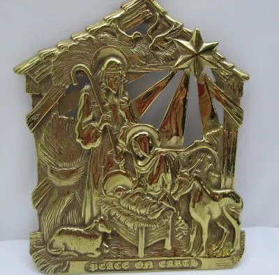 $54.99 • Buy Virginia Metalcrafters VA Nativity 6th Christmas Brass Trivet 2000 Made In USA