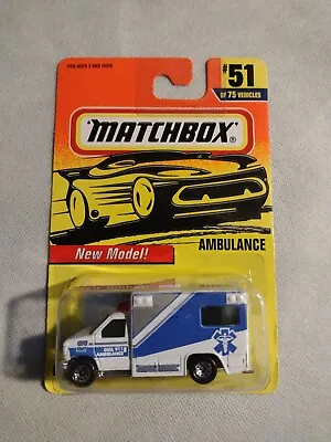 MATCHBOX 1997 AMBULANCE #51 Of 75 White NEW MODEL! 1:80 Tyco-Toys Inc • $5.99