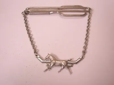 Horse Hunter Jumper Vintage Chain Pendant Tie Bar Clip Animal Stallion Gelding • $27.49