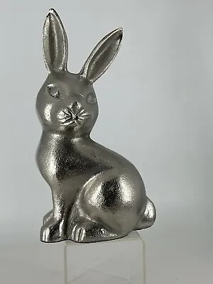 Metal Rabbit Figurine Statue EUC Home Decor Handcrafted Shiny And Texture Surfac • $18