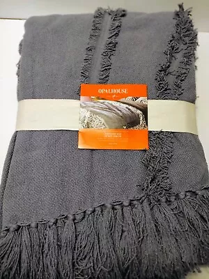 Opalhouse Oversized End Of Bed Slate Blue Cotton Throw 55 X80   ~ New~ • $18.99