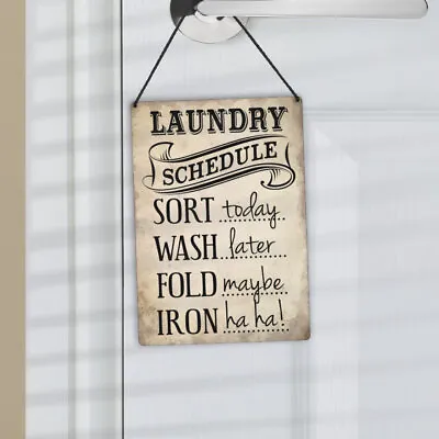 £6.99 • Buy Funny Laundry Room Sign-Sort Wash Fold Iron Laundry Room Plaque-Laundry Decor