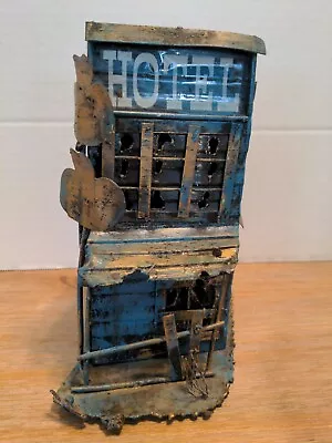 Vintage Metal Old Town Hotel Building Bank ~ No Plug  • $14