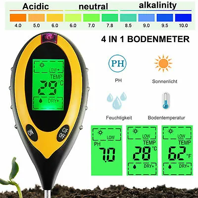 4 In 1 PH Tester Soil Water Moisture Light Test Meter For Garden Plant Seeding • $19.99