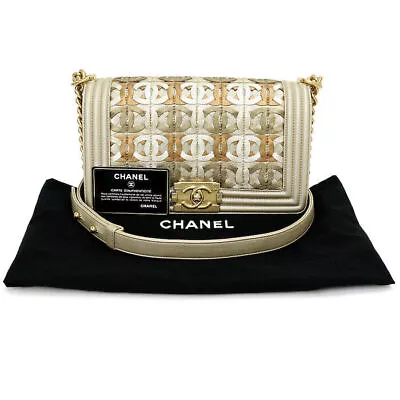 Boy Chanel Bag Dubai L/d Crossbody Metallic Gold A67086 Shoulder Purse Auth New • $19667.23