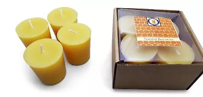 4 Natural Honey Scented 100 Percent  Beeswax Votives Votive Candles 12 Hour • $17