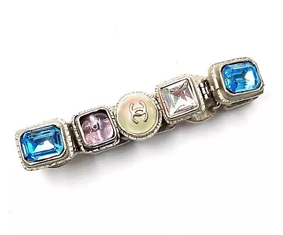 Chanel Vintage Rare Rustic Silver Gem Stone Pearl CC  Bracelet   • $1599