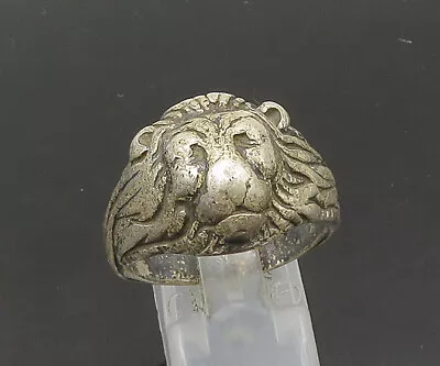 925 Sterling Silver - Vintage Shiny Lion's Head Motif Band Ring Sz 10 - RG21763 • $69.25