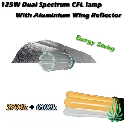 Dual Spectrum 125W CFL Lamp Wing Reflector Hydroponics Grow Light Kit • $75