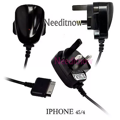 Black Uk Ce Mains Charger Wall Adapter Plug For Apple Iphone 4 4g 4s Ipad 3 4  • £4.99