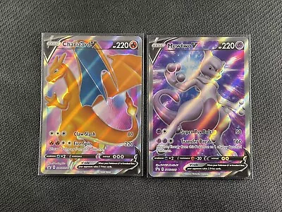 Pokemon Card X2 Charizard & Mewtwo V Sword & Shield Full Art Ultra Rare Holo • $1.75