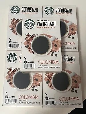 Starbucks Via Instant Coffee Colombia  (5) Boxes (65) Packets Best By 06/21/24 • $50