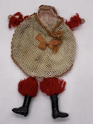 Vintage Christmas SANTA CLAUS Celluloid CANDY CONTAINER Mesh Bag Japan As Is • $15