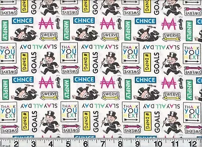 Monopoly Fabric Hasbro 95070210 Tossed White Expressions Premium Cotton • $12.74