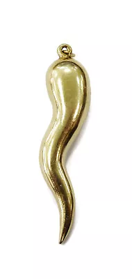 14k Yellow Gold Italian Horn Good Luck Charm Necklace Pendant ~ 1.8g • £182.40