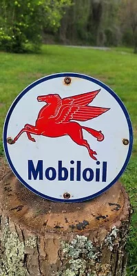 Mobiloil Vintage Style Mobil Pegasus Gas Oil Pump Porcelain Sign • $0.99