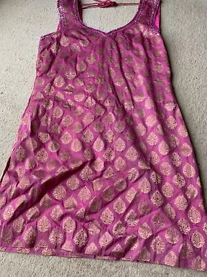 Womens Indian Pakistani Asian Pink Flared Trouser Suit • £25