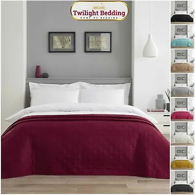 DOUBLE SIZE QUILTED BEDSPREAD Soft Reversible Bedding Large Sofa Throw 150x200cm • £10.99