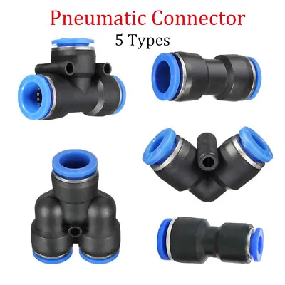 Pneumatic Push In Fittings Air Water Hose Tube Stem NYLON SPEED JOIN ADAPTER TEE • $10.49