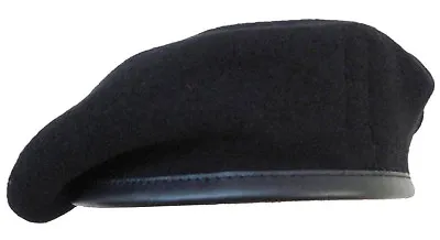 ARMY BLACK BERET Mens XL Hat 100% Pure Wool SAS Military Soldier Cap 60-62cm • £9.89