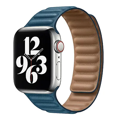 $14.98 • Buy Leather Band Magnetic Link Strap For Apple Watch 8 7 6543 SE 38/42/40/44/41/45mm