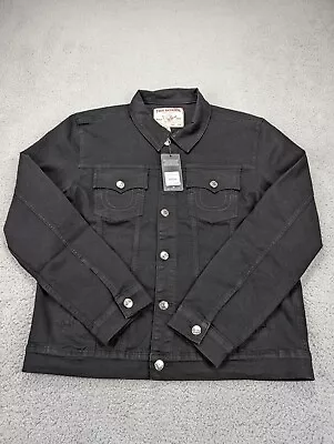 True Religion Trucker Denim Jean Jacket Mens Size 2XL XXL Black Rinse MSRP $159 • $59.91