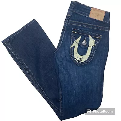 True Religion World Tour Jeans Womens Size 26x30.5 Blue Denim Straight Pants • $24.95