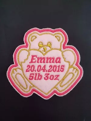 £4.25 • Buy Personalised Embroidered Teddy Bear Baby Name Patch Badge Iron On