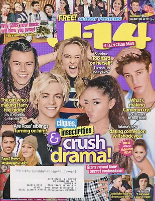 J-14 MAGAZINE ~ October/November 2015 ~ Harry Styles Ariana Ross Zayn ~  E-5-3 • $9.99