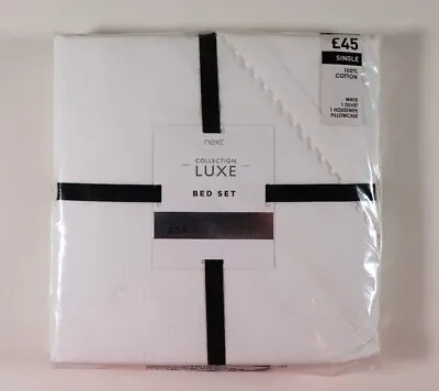 £32.99 • Buy Next - Collection Luxe - White Bedding Bedset Duvet Cover + Pillowcase -  Single
