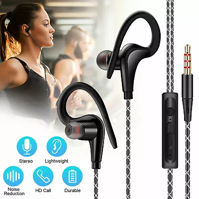 In-Ear Wired Sport Running Earphone Earbuds Over Ear Hook Headphone 3.5mm W/MIC • $8.98