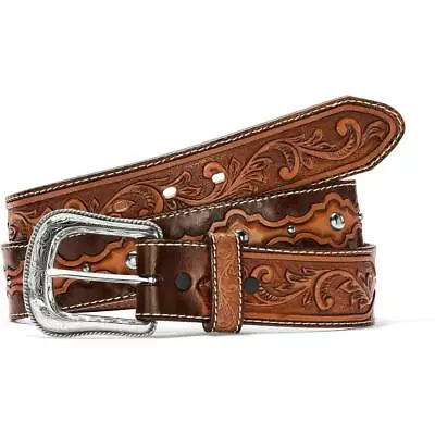 $55 • Buy Tony Lama Western Mens Belt Leather El Capitan Embossed  Studded Brown C42684