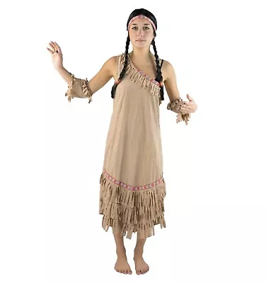 Women's Native American Costume Indian Pocahontas Wild West S Fancy Dress Up • £10.99