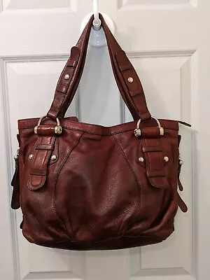 B Makowski Shoulder Handbag Tote Brown Pebble Leather Large • $49.99