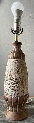 Vintage 50s 60s Beige Brown Ceramic Pottery Lamp Mid Century Modern Atomic Era • $85