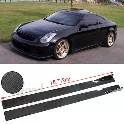 For Infiniti G35 G37 M35 Carbon Fiber 78.7  Side Skirts Rocker Panel Extension • $114.74