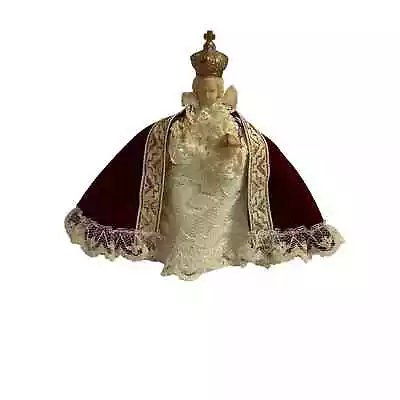 Vintage Infant Of Prague Santo Nino Doll Statue Figure Catholic Velvet Lace  • $19.99