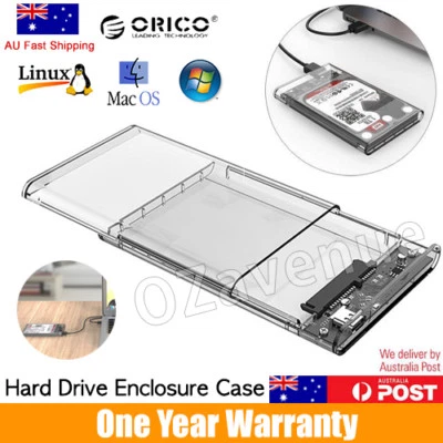 $11.95 • Buy Hard Drive Enclosure USB 3.0 To SATA 2.5  External HDD SSD Case Disk TRANSPARENT
