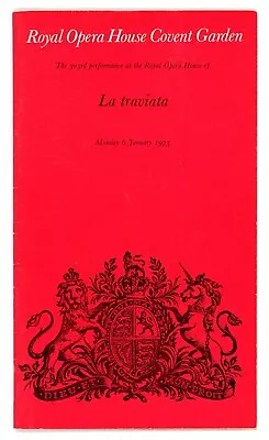 1975 Covent Garden Opera Programme. La Traviata. Joan Sutherland Alfredo Kraus. • £3