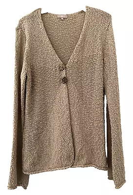 Soon/matalan.  Beige Soft Cotton Knit V Neck Cardigan.  Size 18 • £9.99